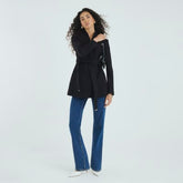 Black Short Belted Wrap Coat