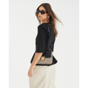 Black Short Sleeve Belted Top