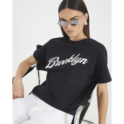 Black Short Sleeve Brooklyn Print T-shirt