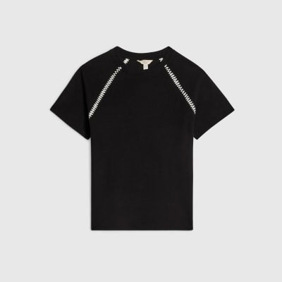 Black Short Sleeve Cosy Whipstitch T-shirt