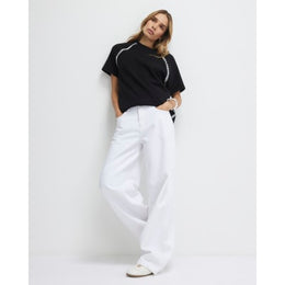 Black Short Sleeve Cosy Whipstitch T-shirt