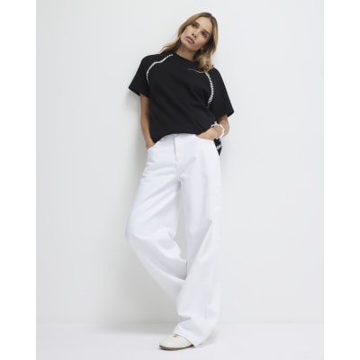 Black Short Sleeve Cosy Whipstitch T-shirt