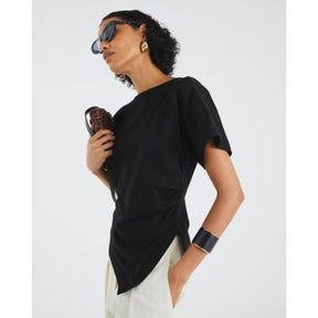 Black Short Sleeve Drape Side T-shirt