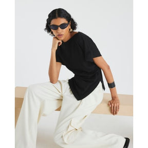 Black Short Sleeve Drape Side T-shirt