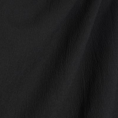 Black Short Sleeve Draped High Neck Top