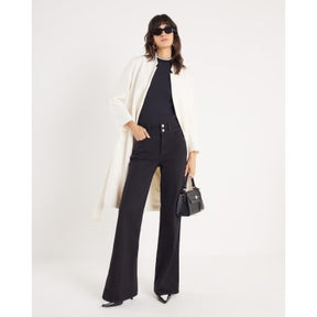 Black Short Sleeve Frill Trim Fitted Top