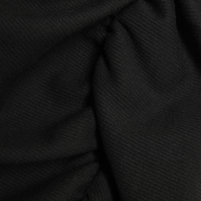 Black Short Sleeve Gathered Drape Top