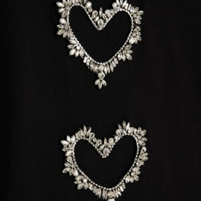 Black Short Sleeve Heart Diamante T-shirt