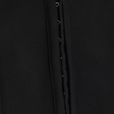 Black Short Sleeve Hook And Eye Polo Shirt