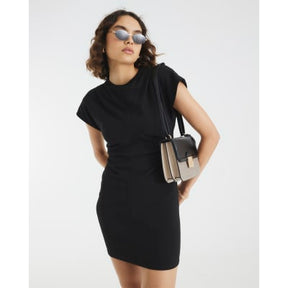 Black Short Sleeve Mini Dress