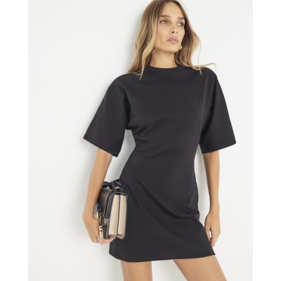 Black Short Sleeve Mini T-shirt Dress