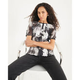Black Short Sleeve Pleated Hybrid Top