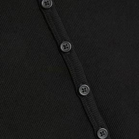 Black Short Sleeve Ribbed Button Through Top
