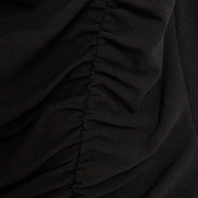 Black Short Sleeve Ruched Mini Dress