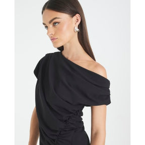 Black Short Sleeve Ruched Top