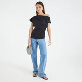 Black Short Sleeve Ruched Top