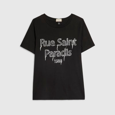 Black Short Sleeve Rue Saint Paradis T-shirt
