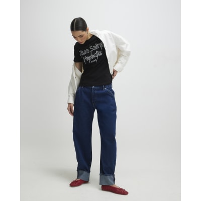 Black Short Sleeve Rue Saint Paradis T-shirt