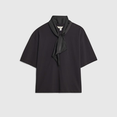 Black Short Sleeve Scarf Detail T-shirt