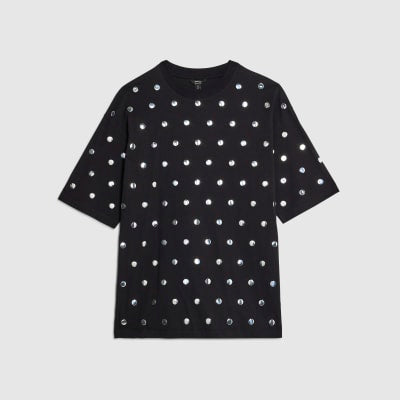 Black Short Sleeve Studded T-shirt
