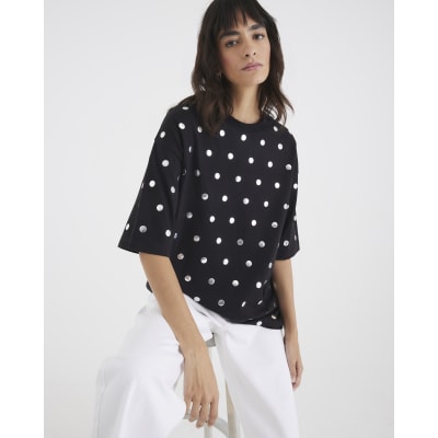 Black Short Sleeve Studded T-shirt