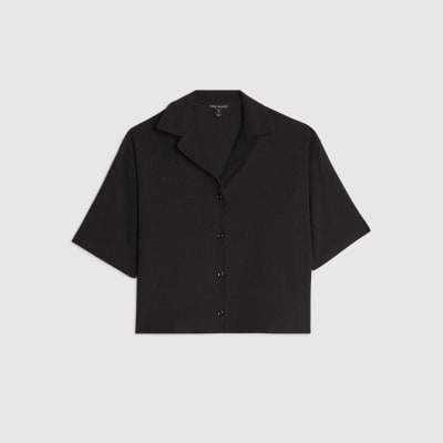 Black Short Sleeve Textured Shirt