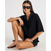 Black Short Sleeve Textured Shirt