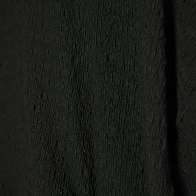 Black Short Sleeve Textured Tie T-shirt