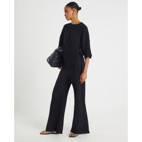 Black Short Sleeve Textured Tie T-shirt