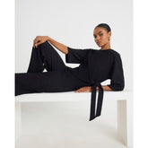 Black Short Sleeve Textured Tie T-shirt