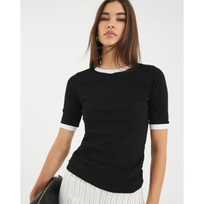 Black Short Sleeve Tipped T-shirt