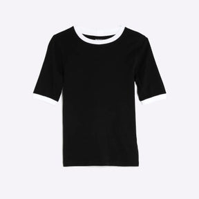 Black Short Sleeve Tipped T-shirt