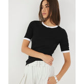 Black Short Sleeve Tipped T-shirt