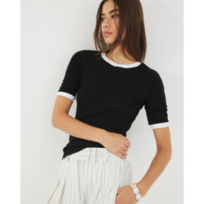 Black Short Sleeve Tipped T-shirt