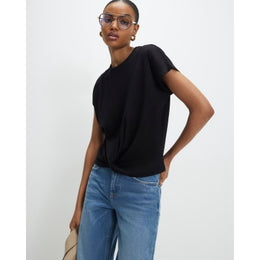 Black Short Sleeve Twist Front T-shirt