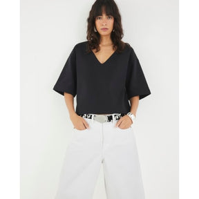 Black Short Sleeve V Neck T-shirt