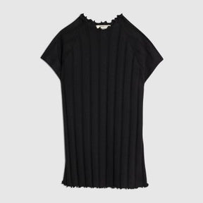 Black Short Sleeve Wide Ribbed Top