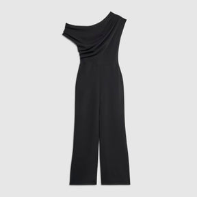 Black Sleeveless Asymmetric Drape Jumpsuit