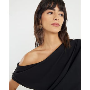 Black Sleeveless Asymmetric Drape Jumpsuit