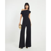 Black Sleeveless Asymmetric Drape Jumpsuit
