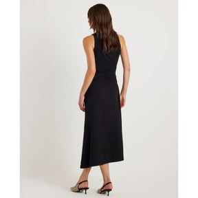 Black Sleeveless Asymmetric Hem Midi Dress