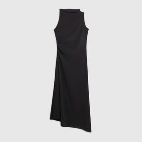 Black Sleeveless Asymmetric Hem Midi Dress