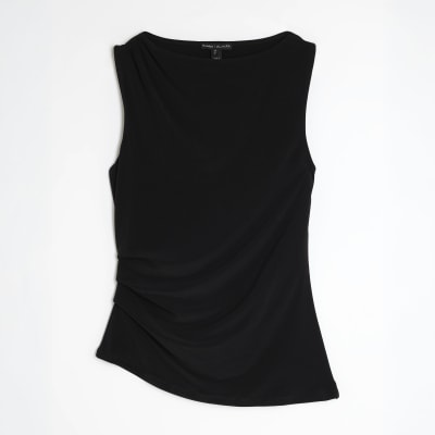 Black Sleeveless Asymmetric Top