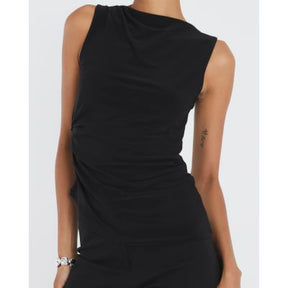 Black Sleeveless Asymmetric Top