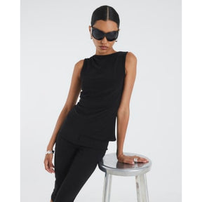 Black Sleeveless Asymmetric Top