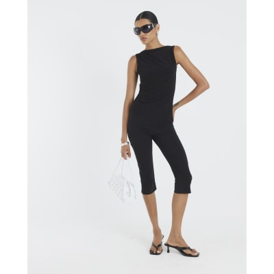 Black Sleeveless Asymmetric Top