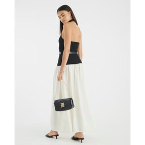 Black Sleeveless Belted Hybrid Midi Dress