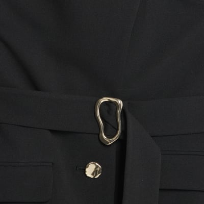 Black Sleeveless Belted Waistcoat