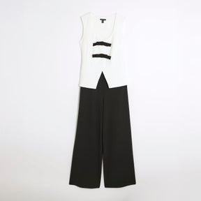 Black Sleeveless Bow Hybrid Jumpsuit