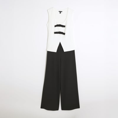 Black Sleeveless Bow Hybrid Jumpsuit